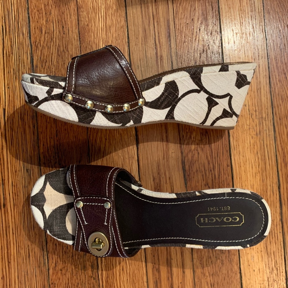 Coach wedge sandals - worn once!